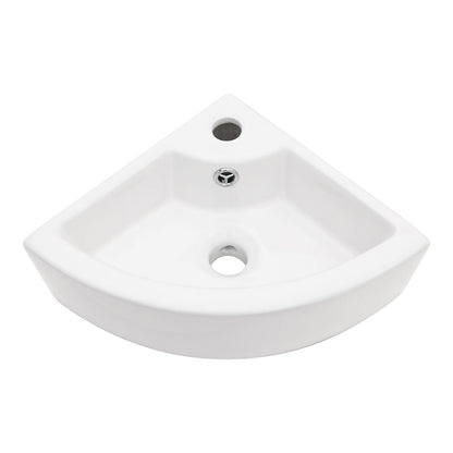 Triangle Porcelain Wall Mount Vessel Sink with Overflow - White