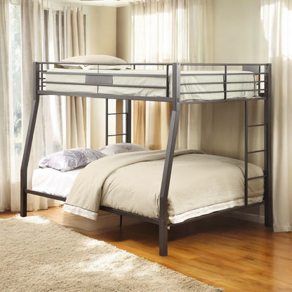 Limbra Spacious Design Double Bunk Bed with Metal Frame - Black or Dark Brown