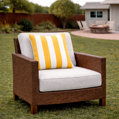 Waterproof & Fade-Resistant Outdoor Throw Pillows Set - Yellow & White