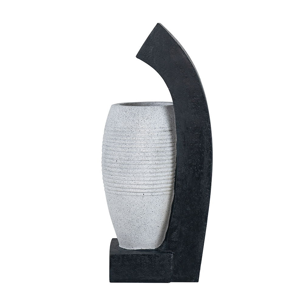 Water Fountain with Vase Design and Integrated Light & Pump - Polyresin