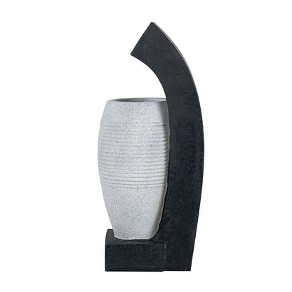 Water Fountain with Vase Design and Integrated Light & Pump - Polyresin