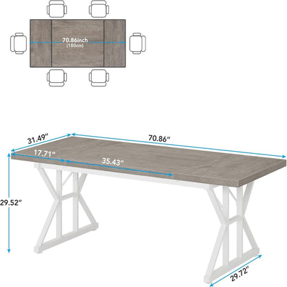 Rectangular Dining Table With X Trestle Metal Legs