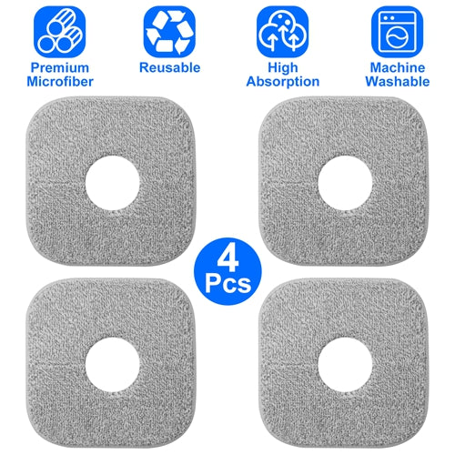 4PCS Microfiber Mop Pads – Reusable, Washable Flat Mop Refills