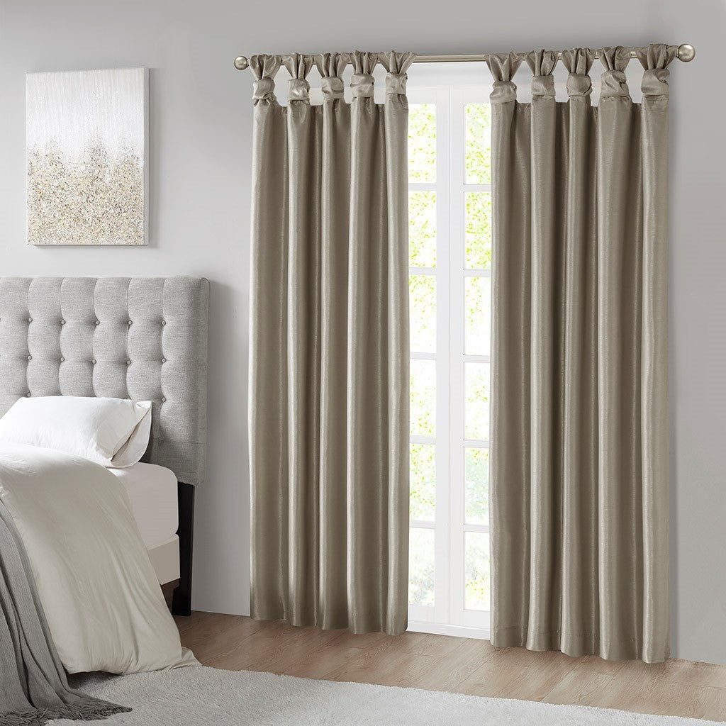 Twist Tab Total Blackout Window Curtain Panel with Thermal Insulation - Pewter