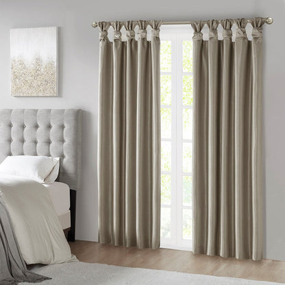 Twist Tab Total Blackout Window Curtain Panel with Thermal Insulation - Pewter