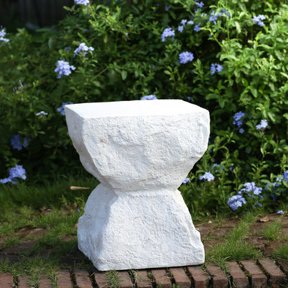 Cleo Modern Outdoor Side Table with Weather-Resistant MGO - Matte White