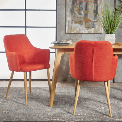 Elegant Dining Chair with Contoured Support - Orange, Dark Gray, Green