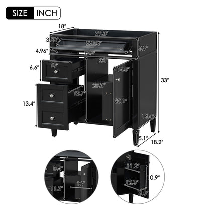Bathroom Vanity with 2 Drawers and Tip-Out Storage - Multiple Colors