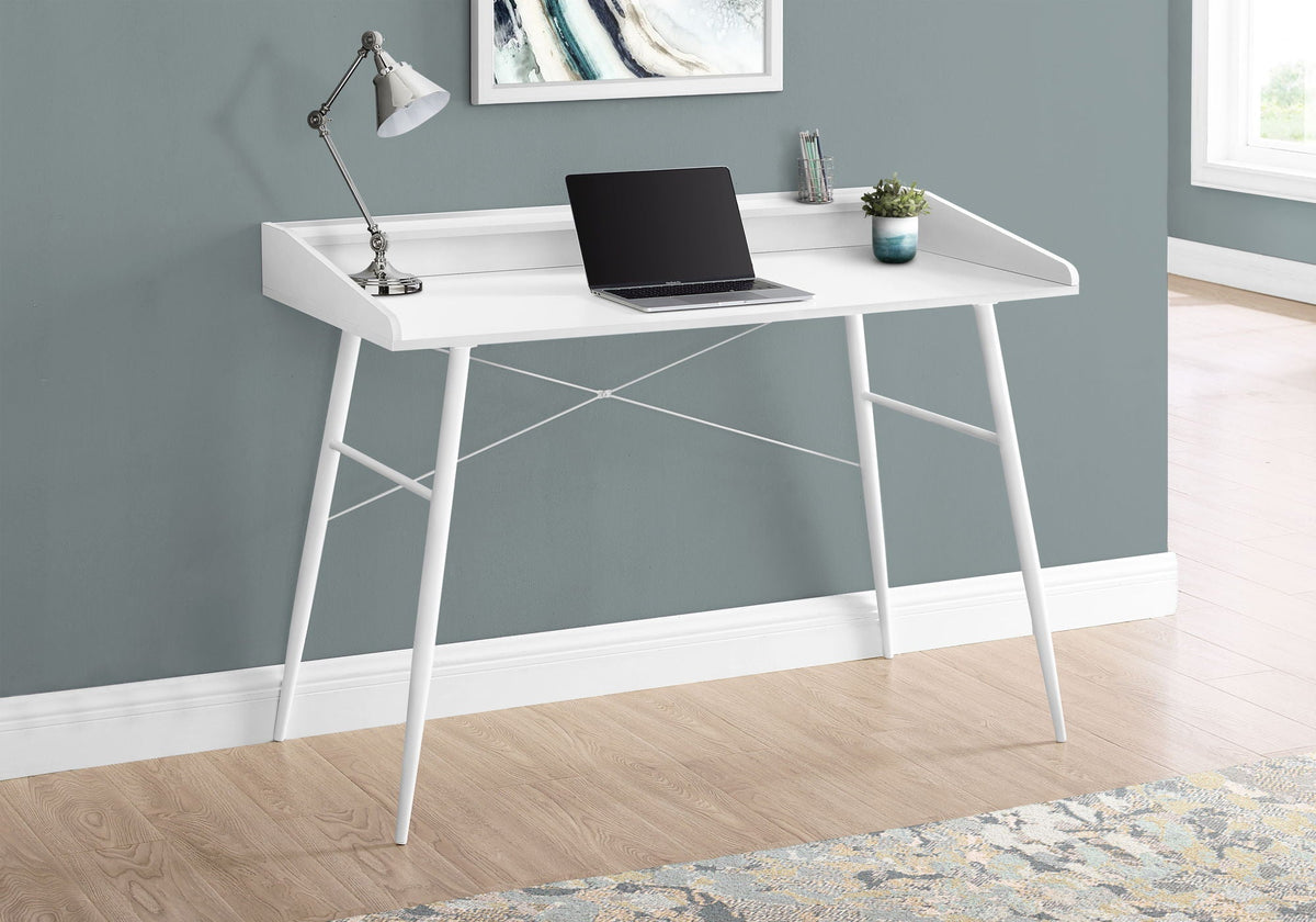 Contemporary Computer Desk with Storage Shelves - White, Black, or Gray