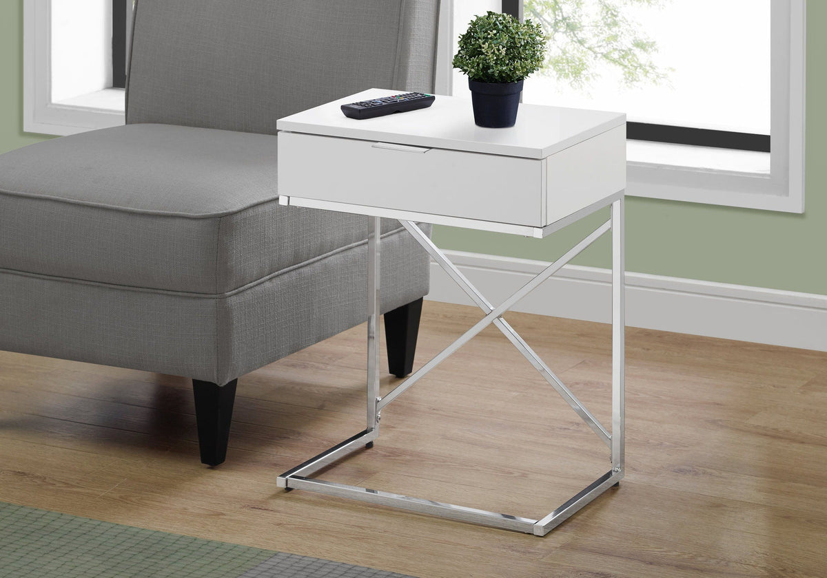 Accent Side Table with Storage Drawer - Contemporary Design