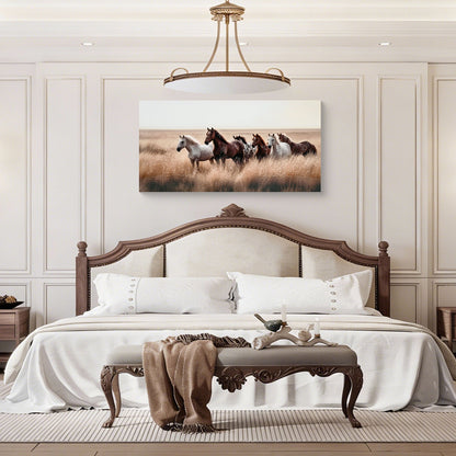 Rustic Horses Wall Art Set with Western Canvas Print - Multi
