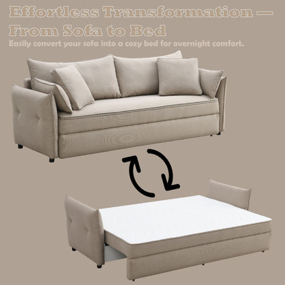 Irina Beige Fabric Sofa with Sleeper with Hidden Storage - Beige
