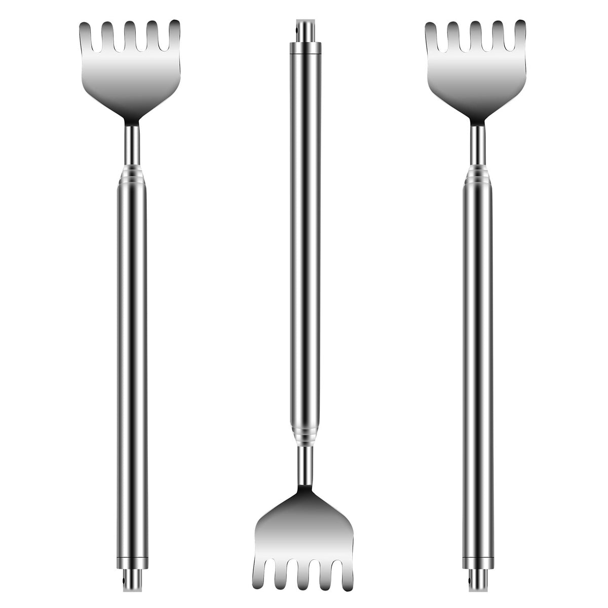 3pcs 20" Telescopic Back Scratcher Stainless Steel Extendable Bear Eagle Claw Massager