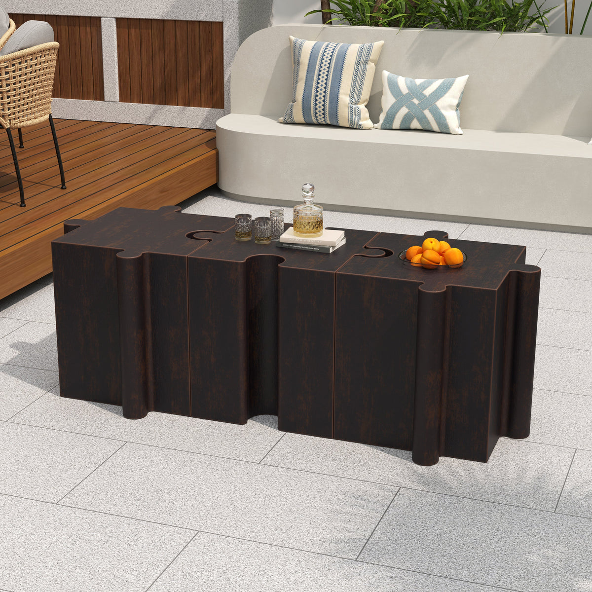3-Piece Artistic Puzzle Coffee Table Set