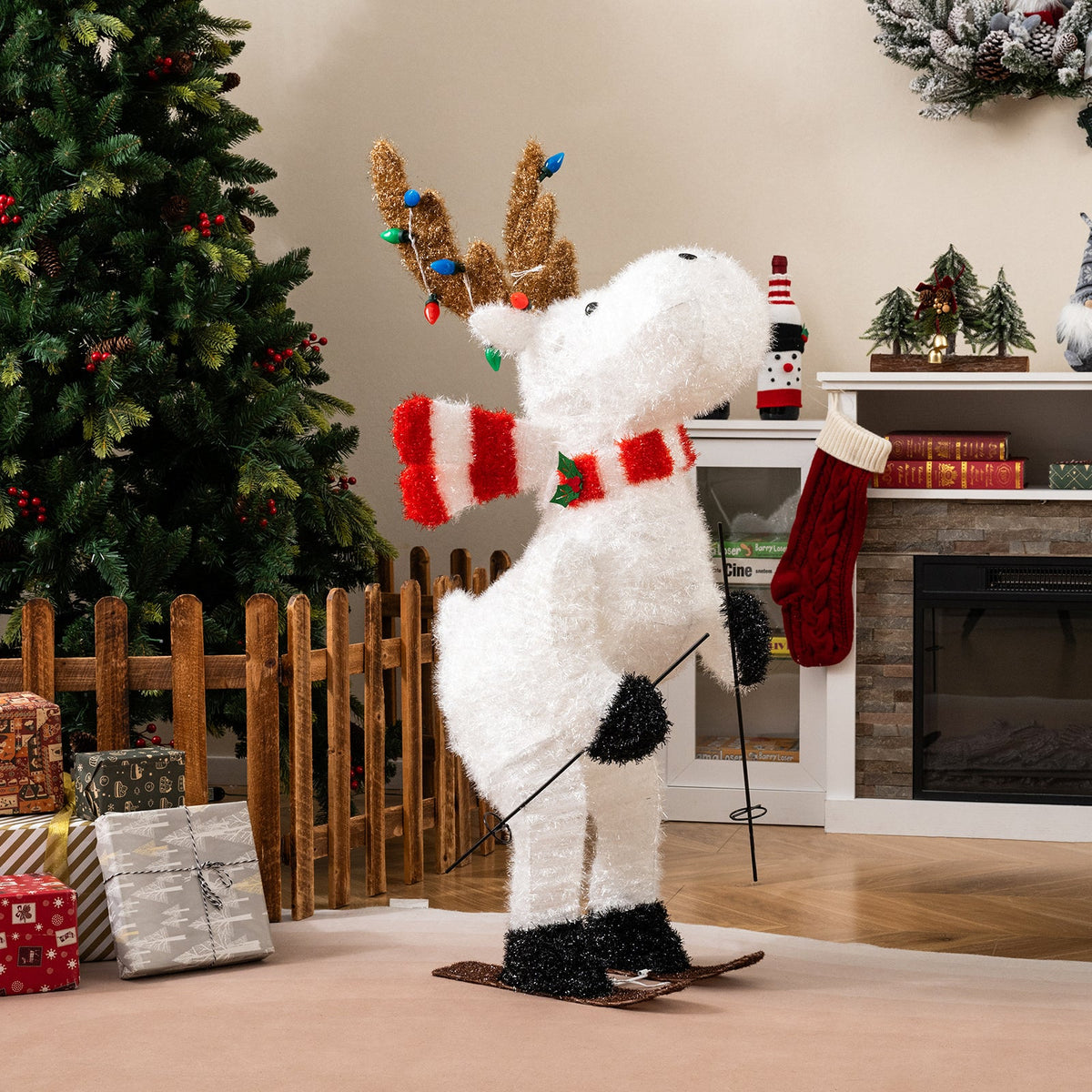 44" Animated Christmas Reindeer Pre-lit Skiing Deer Decoration