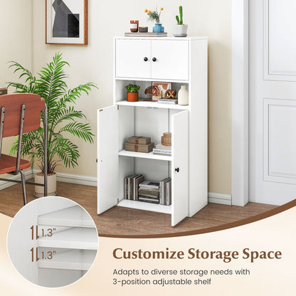 44 Inches Tall Bookshelf with Doors and Adjustable Shelf
