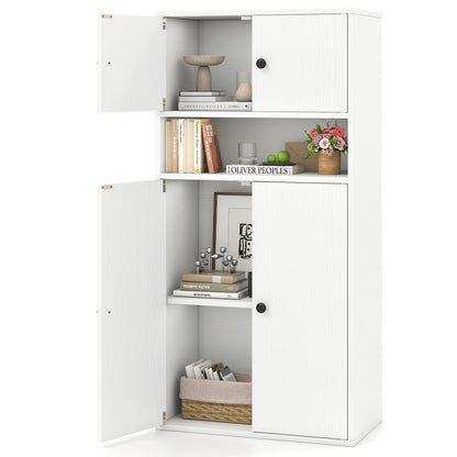 44 Inches Tall Bookshelf with Doors and Adjustable Shelf