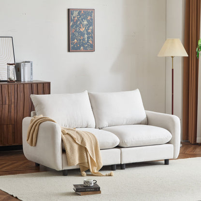 Modular Free Combination Sectional Sofa Couch with Solid Wood Frame - White