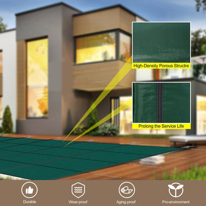 Inground Rectangle Winter Safety Pool Cover with Complete Hardware Kit - Blue or Dark Green