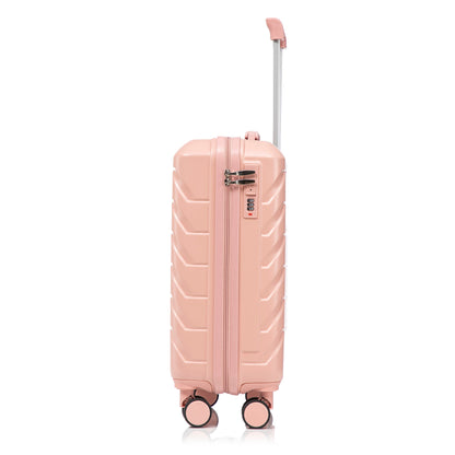 ABS 2-Piece Luggage Set with Spinner Wheels and Combination Lock - Pink