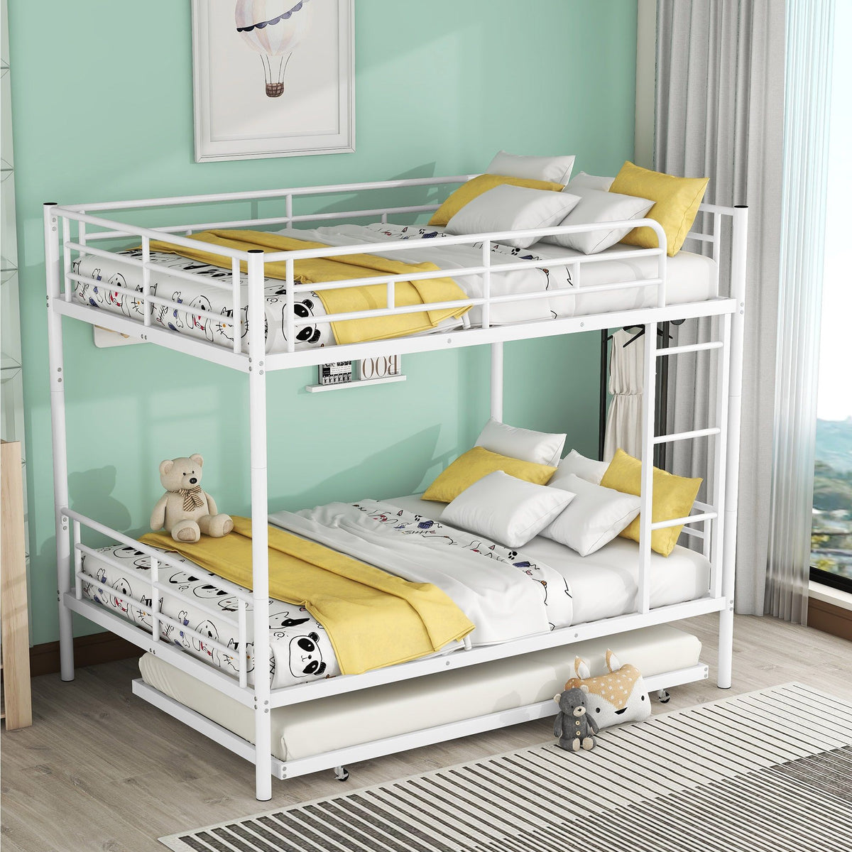 Steel Construction Bunk Bed with Convertible Design - Multiple Colors