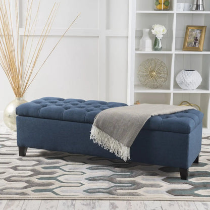 Glouster Contemporary Storage Ottoman with Button Tufted Design - Fabric
