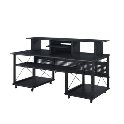 Music Desk with Multiple Storage and Cable Management - Black or Dark Brown