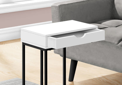 C-Shaped Accent Table with Storage Drawer - Light Brown or White