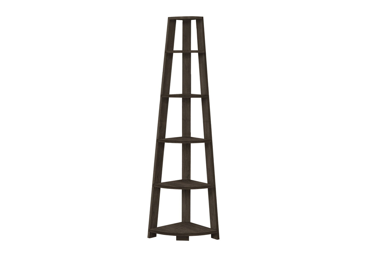 5-Tier Corner Bookshelf with Fixed Shelves - Modern Oak Finish