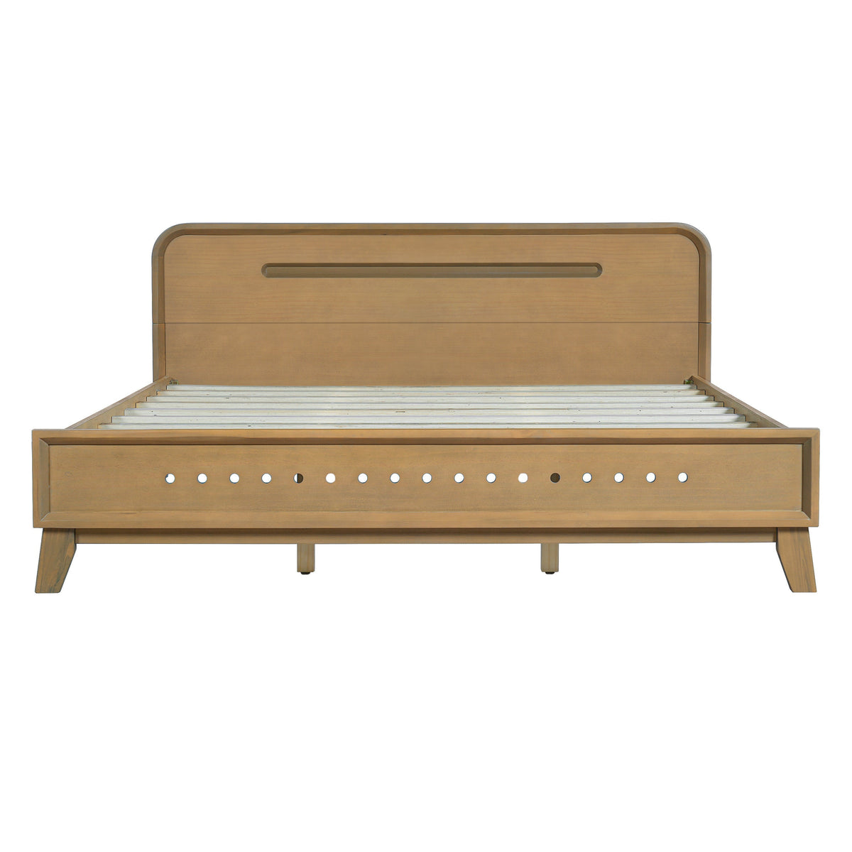 Pine Solid Wood Queen Size Bed in Rustic Yellow