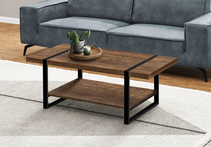 Rectangular Coffee Table with Fixed Storage Shelf - Dark Brown or Black