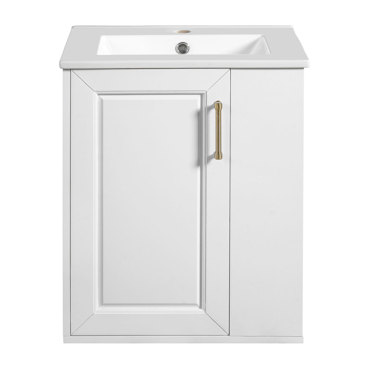 Wall Mounted Bathroom Cabinet with Side Shelf and Sink - White
