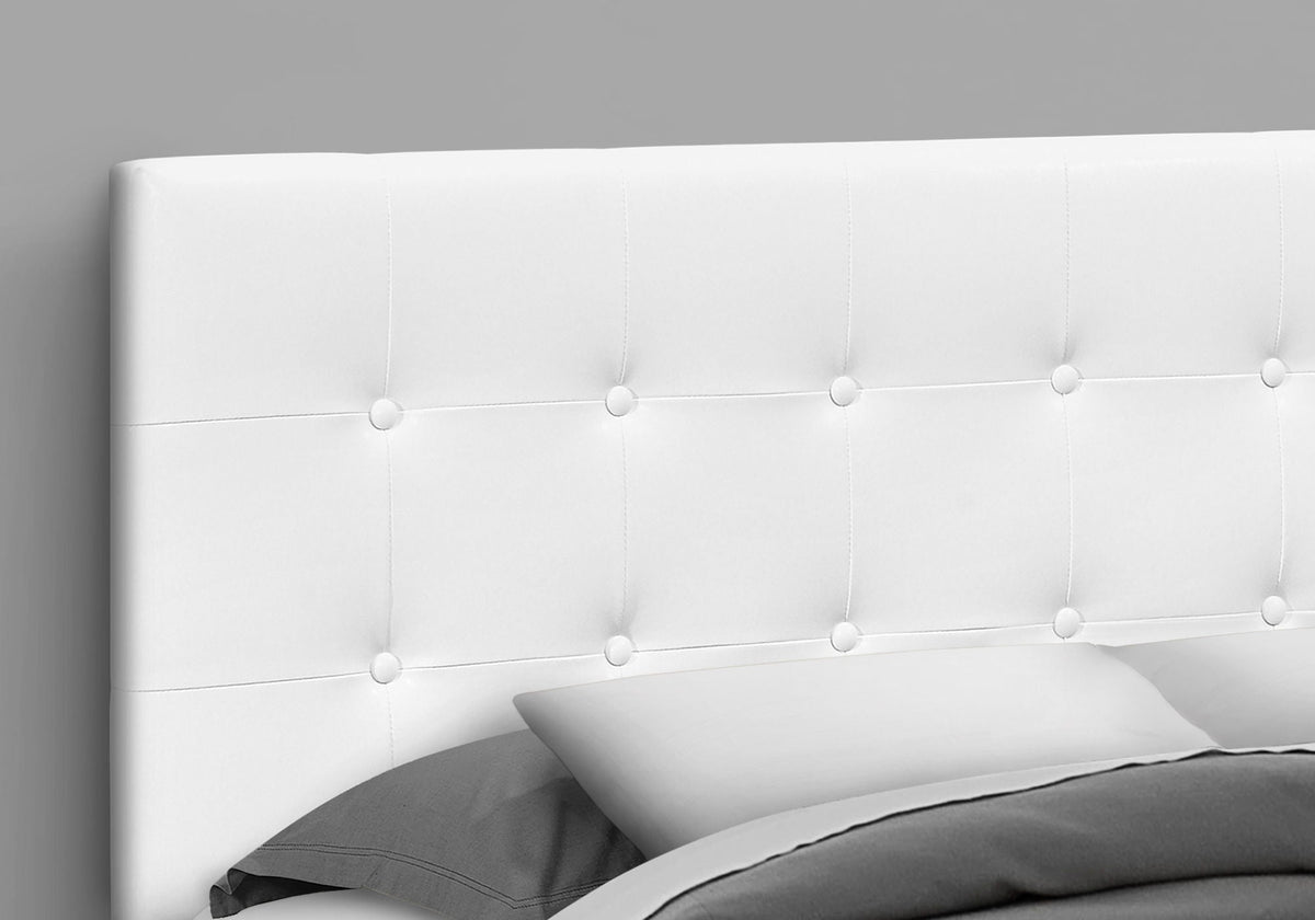Queen Size Upholstered Headboard with Button-Tufted Design - White