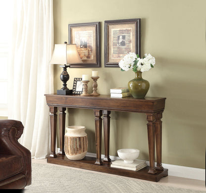 Garrison Wooden Console Table with Base Shelf - Light Brown