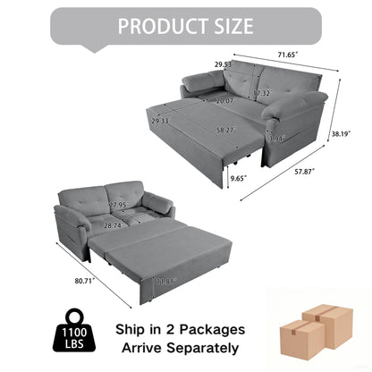 Convertible Pull Out Sofa Bed Queen Size with Side Storage - Fabric, Modern