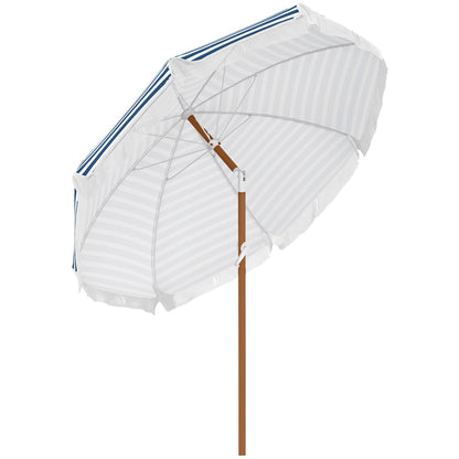 Blue Stripe Outdoor Patio Umbrella with Tilt and Vent - Steel Frame