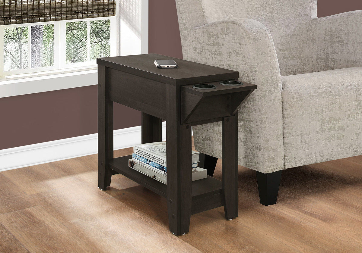 Accent Side Table with Storage and Built-In Lamp - Dark Brown or Dark Gray