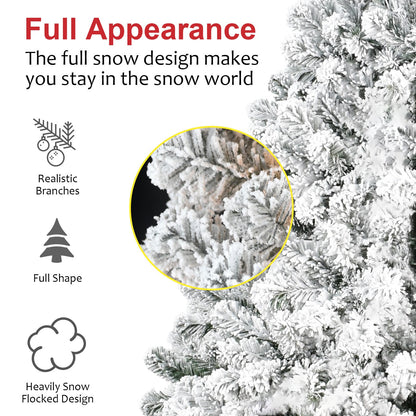 4FT Flocked Christmas Tree with 233 Tips - Green, White
