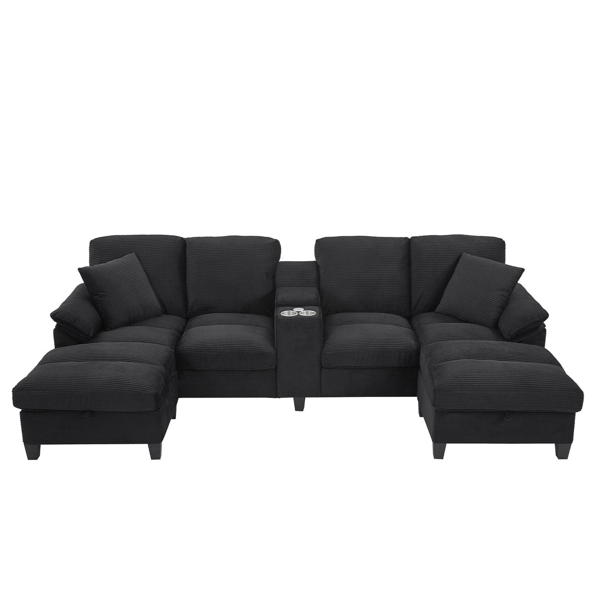 Modern U-Shaped Sectional Sofa with Storage Ottomans - Choice of Color