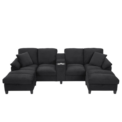 Modern U-Shaped Sectional Sofa with Storage Ottomans - Choice of Color
