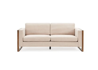 Modern 3-Seater Sofa with Solid Wood Legs - Beige or White