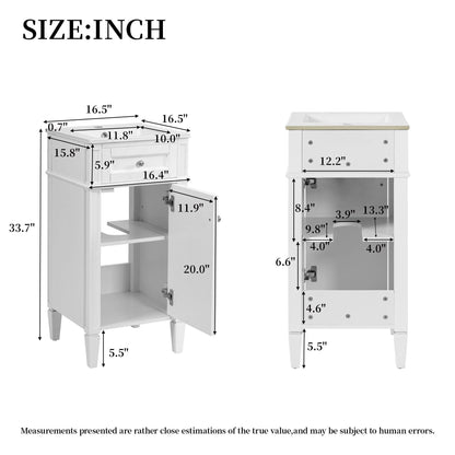 French Style Bathroom Vanity with Ceramic Sink and Soft-Close Doors - Black or White