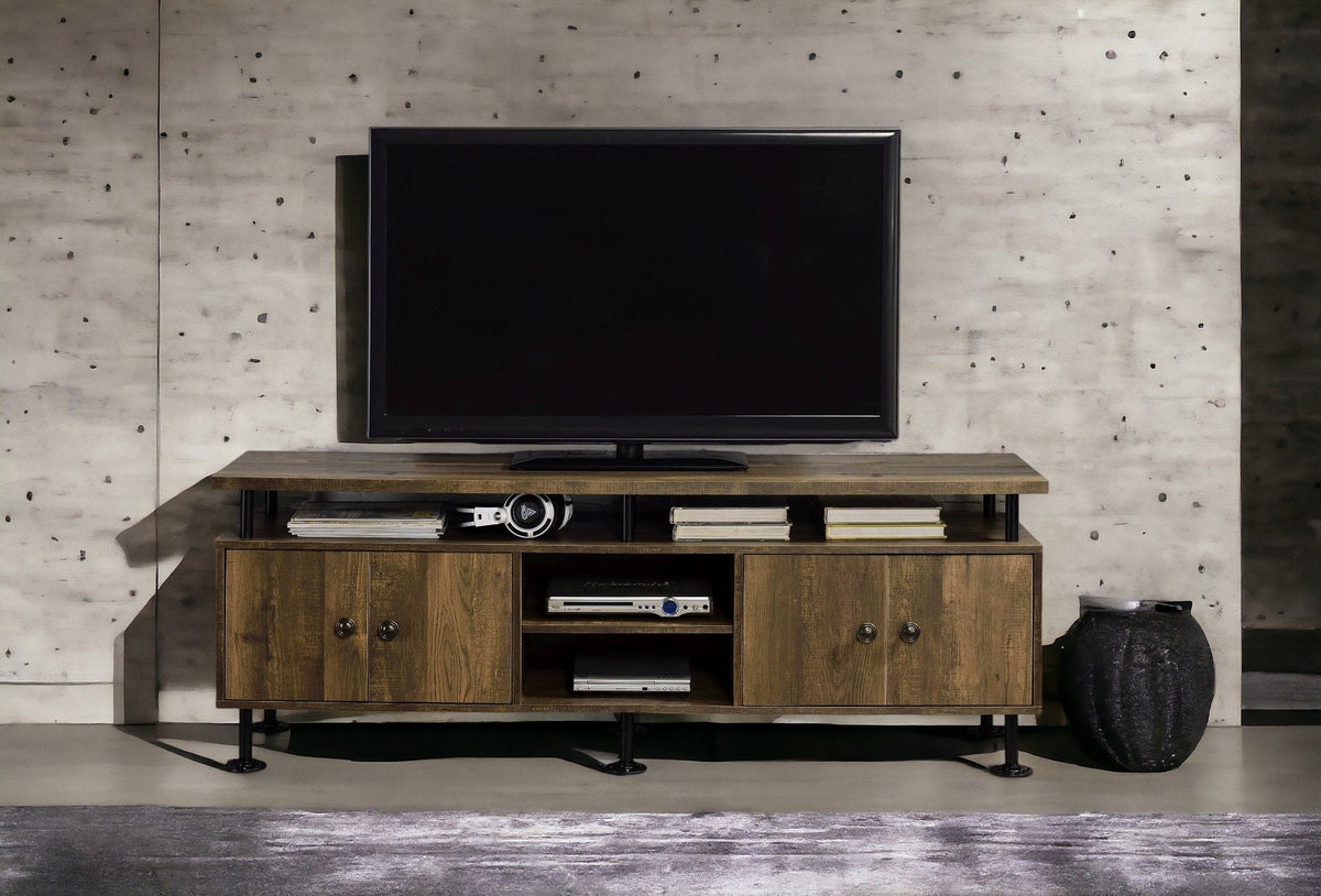 Ensata II TV Stand - Rustic Oak / Black
