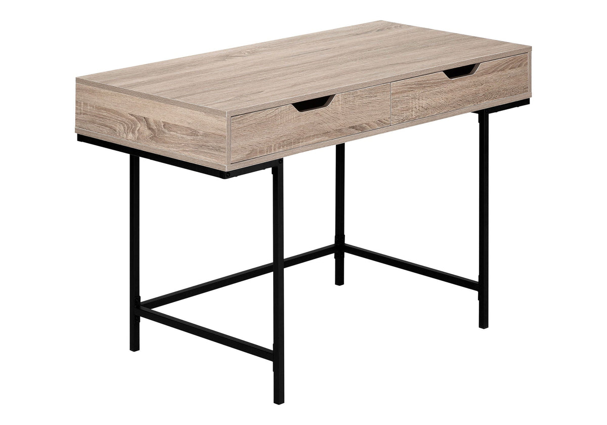 Contemporary Computer Desk with Storage Drawers - Stone-Look Finish