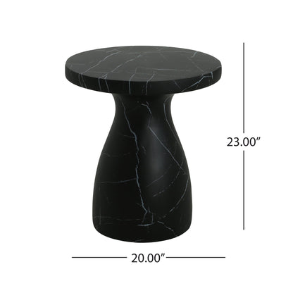 Lightweight Travertine Side Table with Weatherproof Finish – Black or Beige