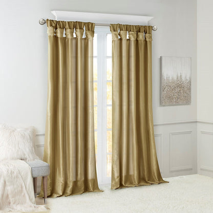 Twist Tab Lined Window Curtain Panel with DIY Twist Tabs - Bronze
