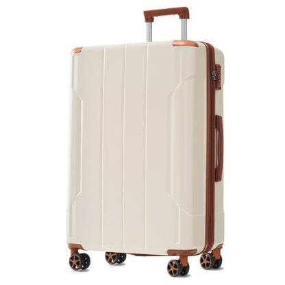Brown & White Expandable Hardshell 6-Piece Luggage Set with TSA Locks