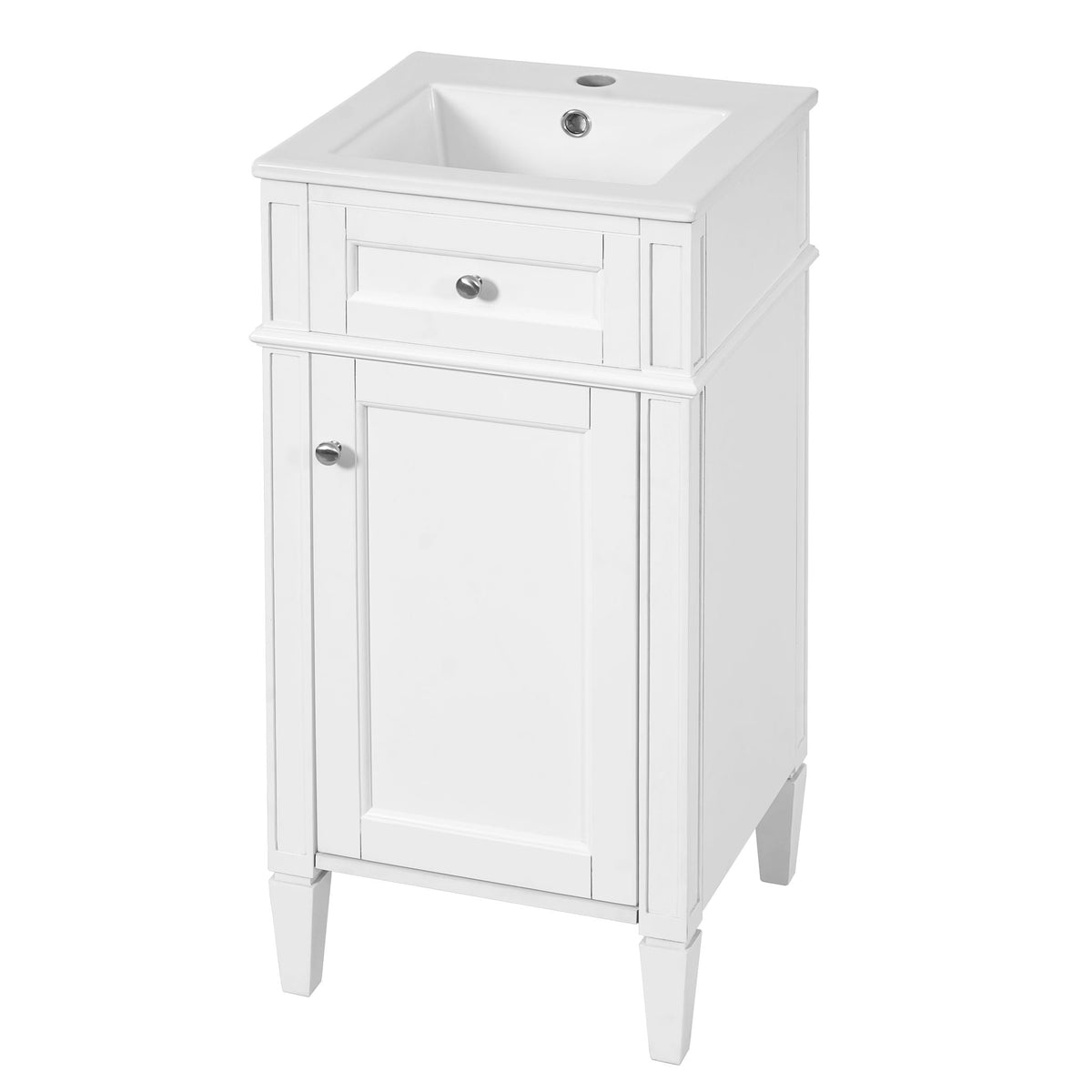 French Style Bathroom Vanity with Ceramic Sink and Soft-Close Doors - Black or White