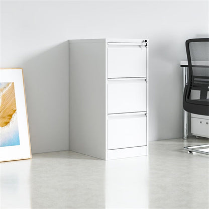 Durable Metal 3 Drawer File Cabinet with Lock – Black or White