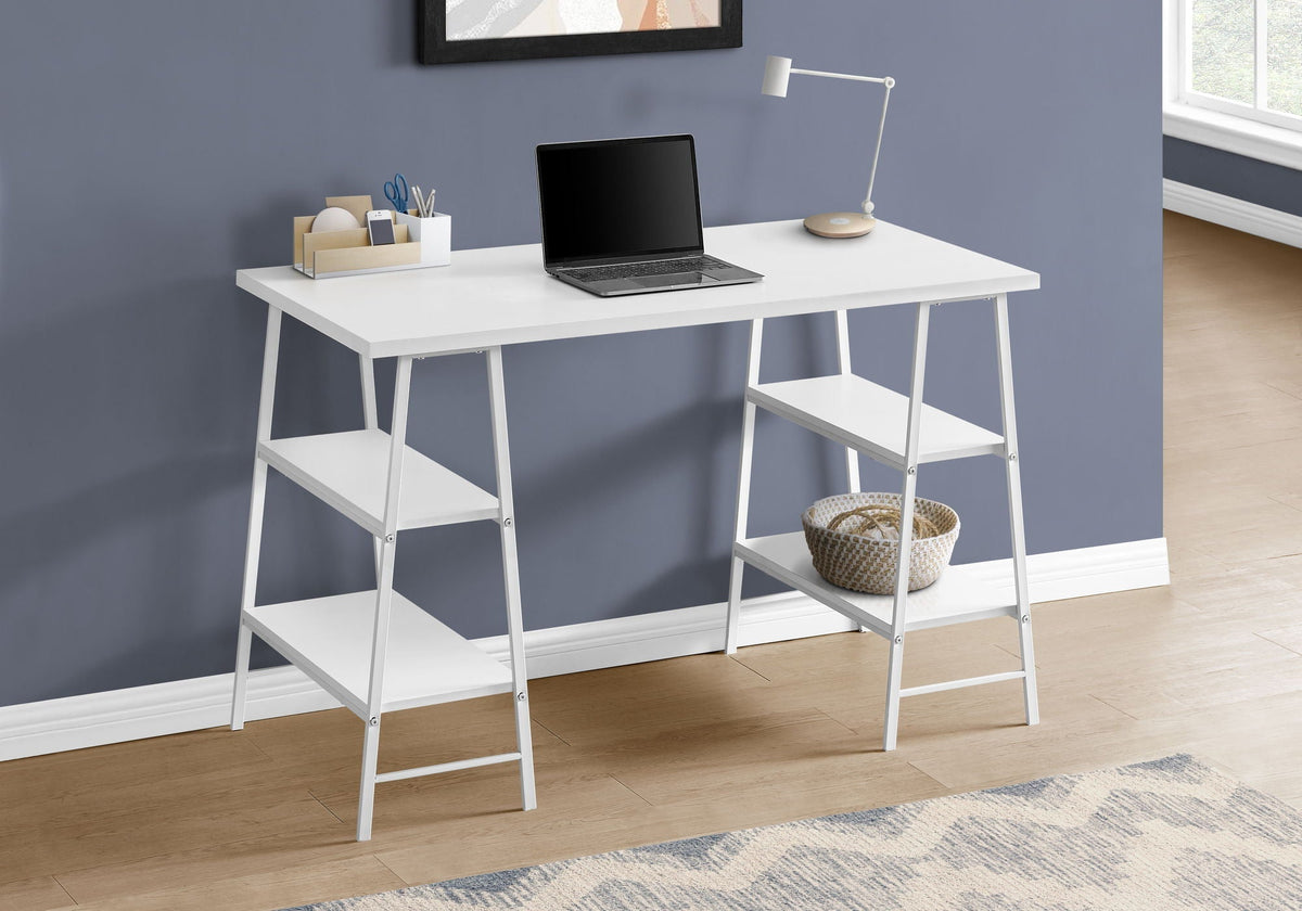 Industrial Computer Desk with Storage Shelves - Multiple Colors